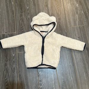 Boys Gymboree cream Sherpa bear hooded zip up coat 12-18 months